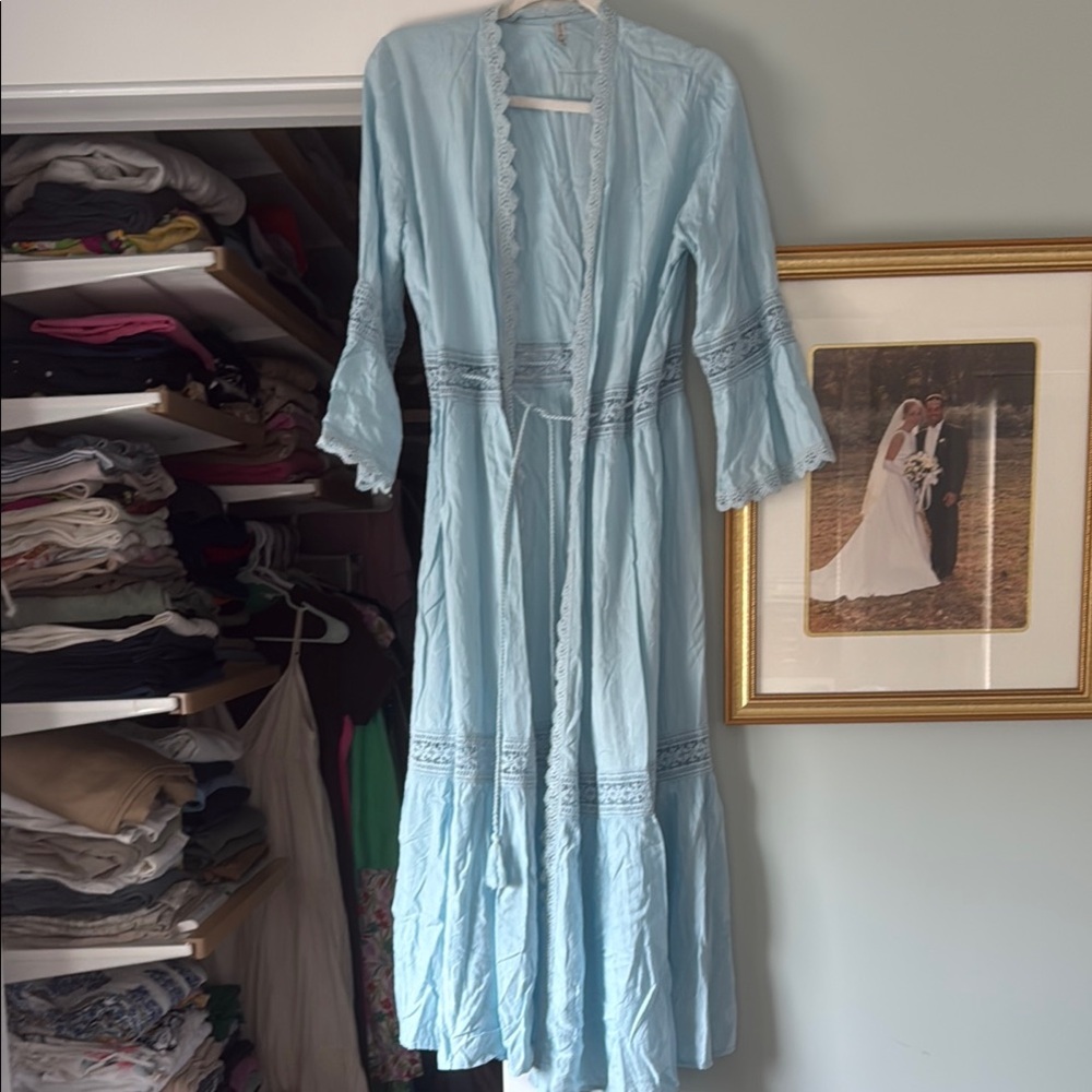 Light Blue Lace-Trimmed Dress